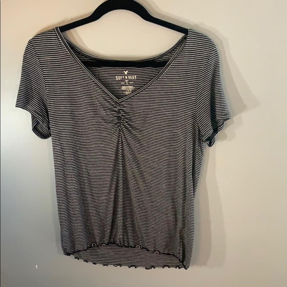 black and white striped lettuce edge top